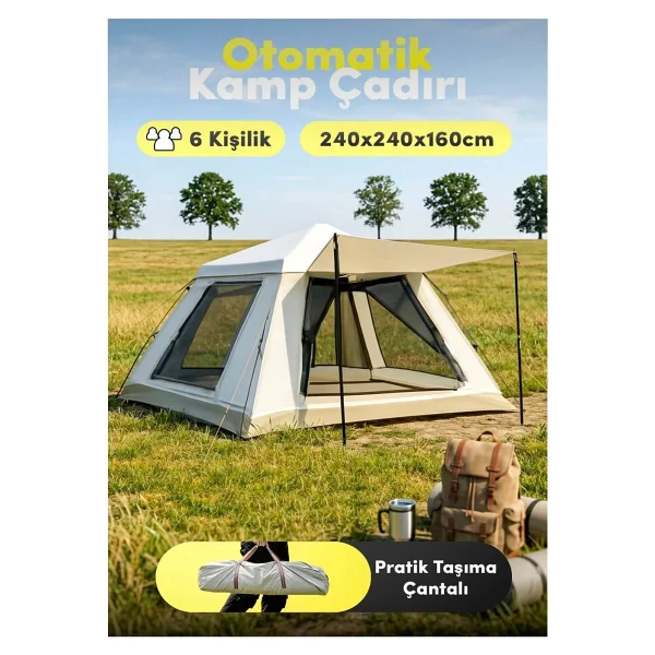 Auhma Outdoor Ac6637 240x240x160 Cm 6 Kişilik Otomatik Çadır - Görsel 4