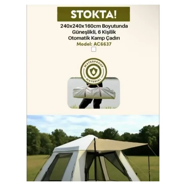 Auhma Outdoor Ac6637 240x240x160 Cm 6 Kişilik Otomatik Çadır - Görsel 2