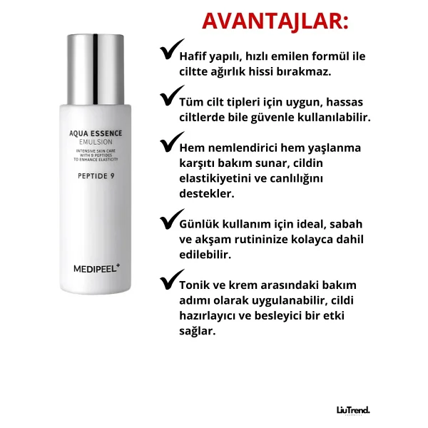 Medıpeel Peptide 9 Aqua Essence Emulsion Nemlendirici 250 Ml Yaşlanma Karşıtı Emülsiyon - Görsel 4