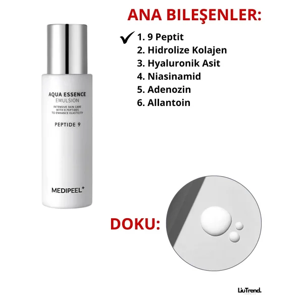 Medıpeel Peptide 9 Aqua Essence Emulsion Nemlendirici 250 Ml Yaşlanma Karşıtı Emülsiyon - Görsel 2