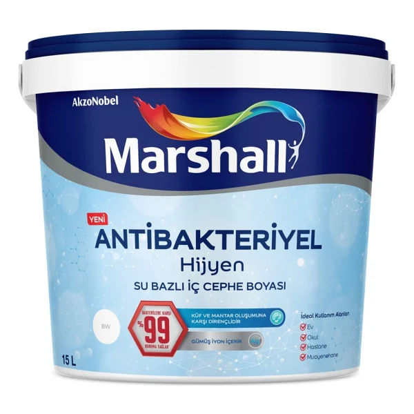 Marshall Antibakteriyel Hijyen 15 Lt Silinebilir İç Cephe Boyası - Şifon - Görsel 8