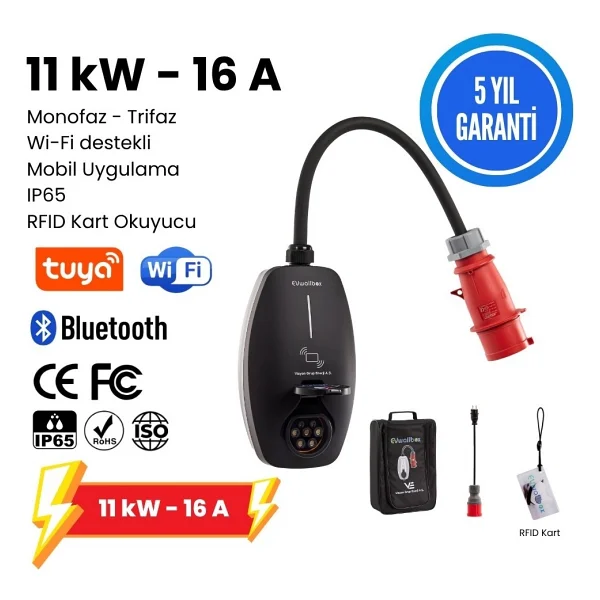 Evwallbox 11 Kw Mobil Taşınabilir Elektrikli Araç Şarj İstasyonu - Görsel 5