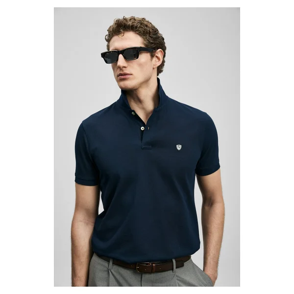 Lufian Laon Smart Regular Fit Lacivert Kısa Kollu Polo Yaka Erkek Tişört - Görsel 5