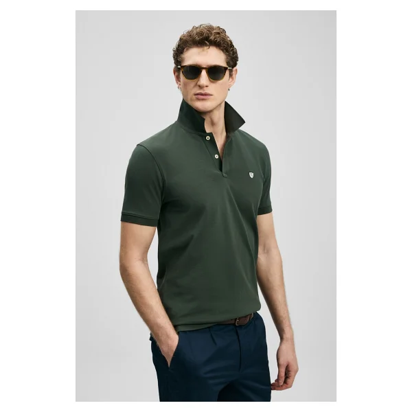Lufian Laon Smart Regular Fit Haki Kısa Kollu Polo Yaka Erkek Tişört - Görsel 5