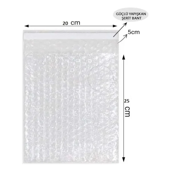 Balonlu Patpat Torba, Bantlı Baloncuklu Torba-Zarf 20cm (En) X 30cm(Boy)+5cm(Kapak) 100 Adet - Görsel 10