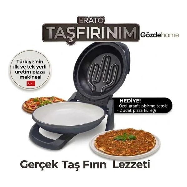 Erato Taşfırınım Antrasit Pizza Makinesi - Görsel 4