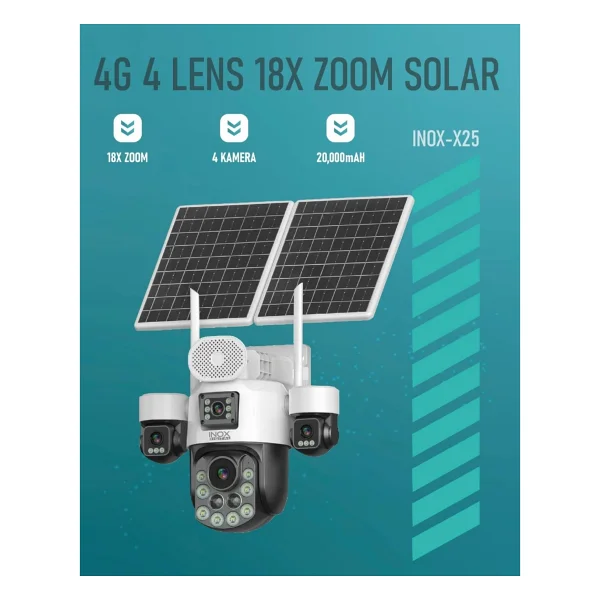 Inox Digital Inox-X25 Speed Dome Full HD 2 Mp Solar Güvenlik Kamerası - Görsel 3