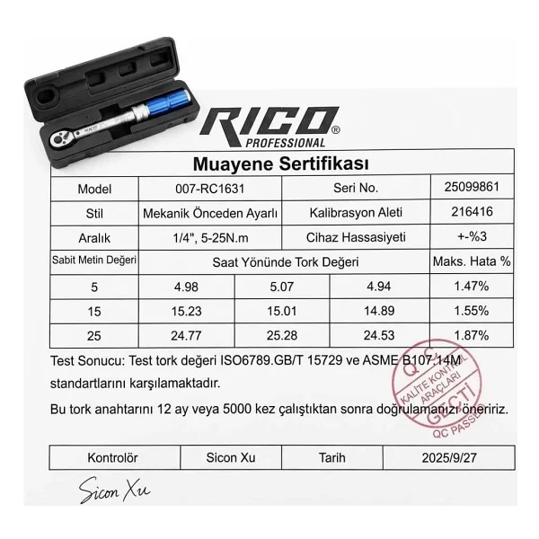 Rico 007-Rc1631 1/4 Cırcırlı Tork Kol - Görsel 3