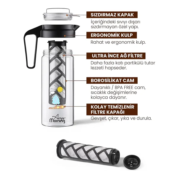 Any Morning Cgj054 Soğuk Demleme Kahve Ve Çay Sürahisi 1300 Ml - Görsel 3