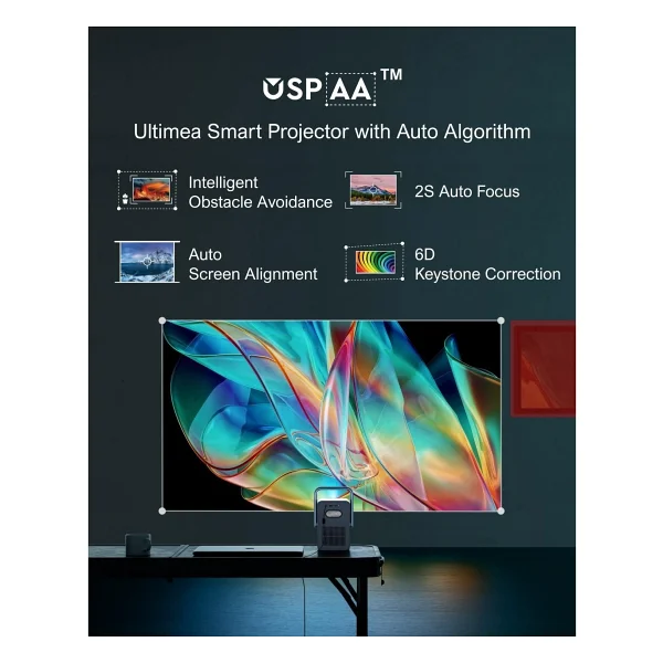 Ultimea Poseidon E40 1000 Lümen Full HD Wi-Fi Android Taşınabilir LED Projeksiyon Cihazı - Görsel 4