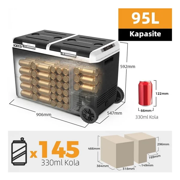Iceco Mcd95d 12/24 V 95 Lt Kompresörlü Araç Buzdolabı - Görsel 6