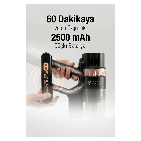 Fantom Quantum P 2050 Siyah Islak Kuru Şarjlı Dikey Süpürge - Görsel 3