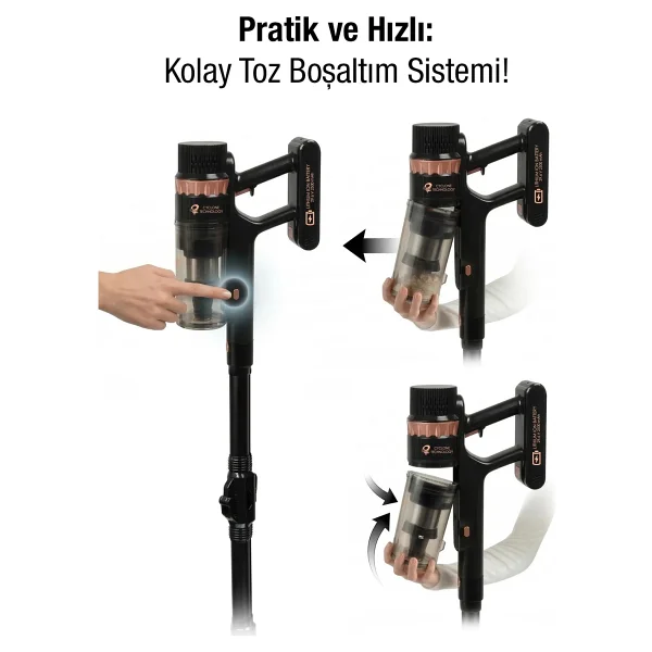 Fantom Quantum P 2050 Siyah Islak Kuru Şarjlı Dikey Süpürge - Görsel 7
