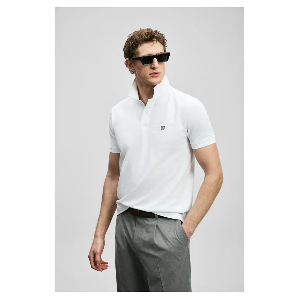 Lufian Laon Smart Regular Fit Beyaz Kısa Kollu Polo Yaka Erkek Tişört - Görsel 3