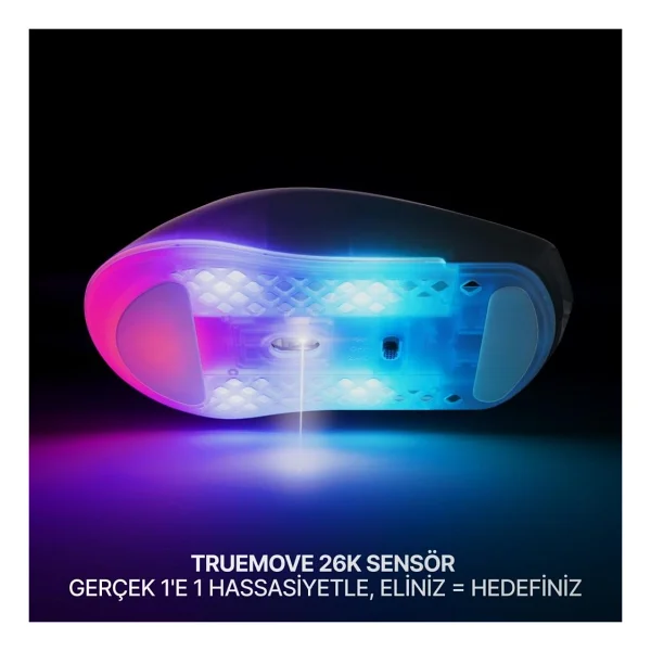 Steelseries Aerox 3 Wireless Gen 2 4K Shadow RGB Şarjlı Ergonomik Optik Kablosuz Oyuncu Mouse - Görsel 5