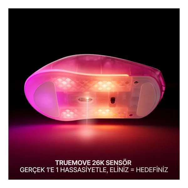 Steelseries Aerox 3 Wireless Gen 2 4K Magenta Haze RGB Şarjlı Ergonomik Optik Kablosuz Oyuncu Mouse - Görsel 5