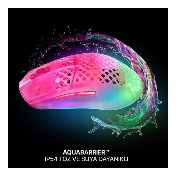 Steelseries Aerox 3 Wireless Gen 2 4K Magenta Haze RGB Şarjlı Ergonomik Optik Kablosuz Oyuncu Mouse - Görsel 7