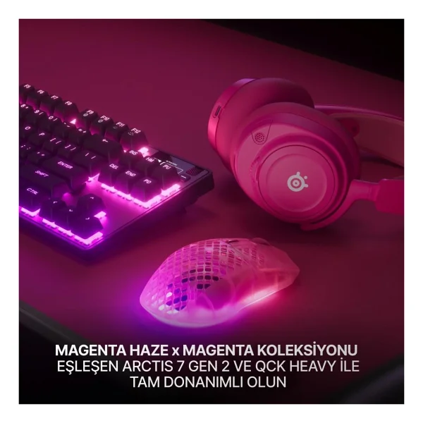 Steelseries Aerox 3 Wireless Gen 2 4K Magenta Haze RGB Şarjlı Ergonomik Optik Kablosuz Oyuncu Mouse - Görsel 8
