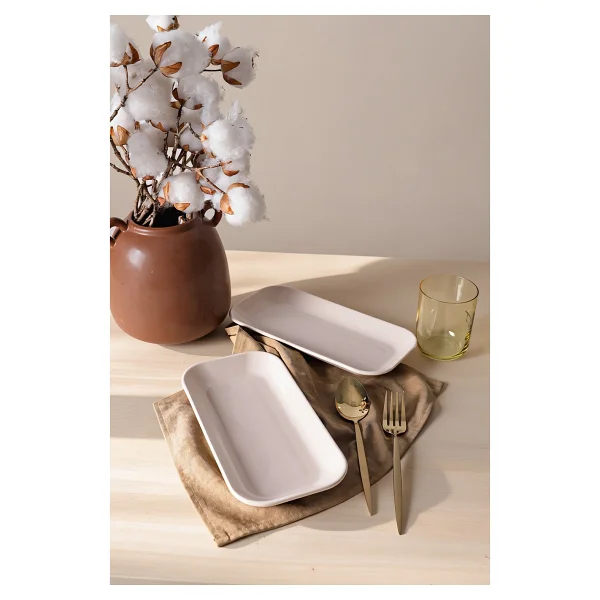 Keramika Pergamon Krem 030 26 Cm 2'li Kayık Tabak - Görsel 6