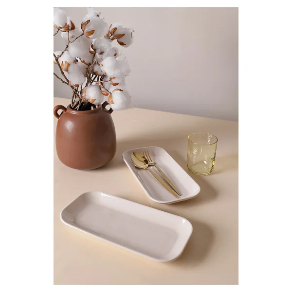 Keramika Pergamon Krem 030 26 Cm 2'li Kayık Tabak - Görsel 3