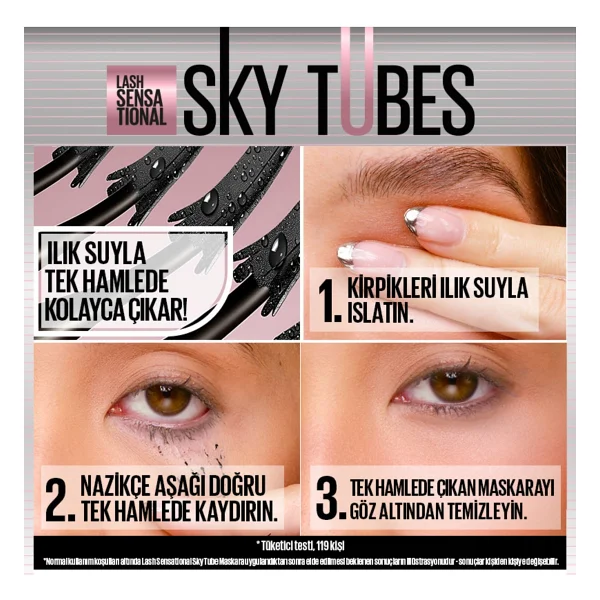 Maybelline New York Lash Sensational Sky Tubes Siyah Tubing Maskara - Görsel 7