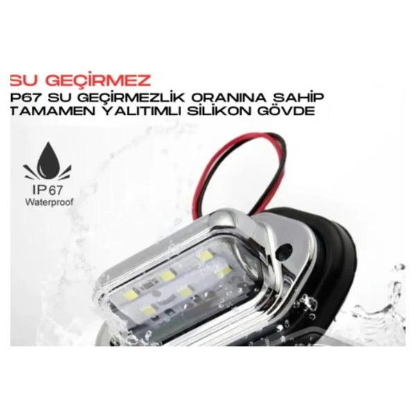 Ahmet Otomotiv Üniversal Plaka Lambası 6 LED Güçlü Işık Su Geçirmez Krom Plaka Işığı Oto Aydınlatma 12/24v 2 Adet - Görsel 3
