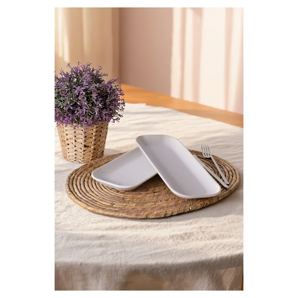 Keramika Pergamon Beyaz 006 26 Cm 2'li Kayık Tabak - Görsel 7