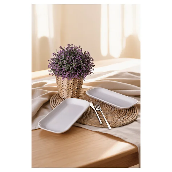 Keramika Pergamon Beyaz 006 26 Cm 2'li Kayık Tabak - Görsel 2