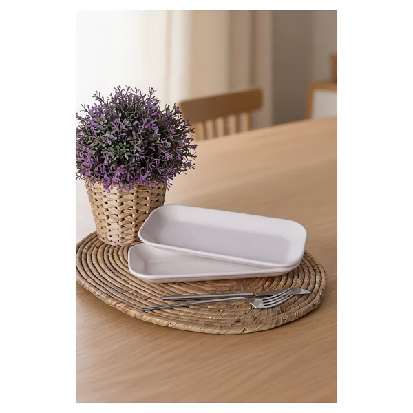 Keramika Pergamon Beyaz 006 26 Cm 2'li Kayık Tabak - Görsel 4