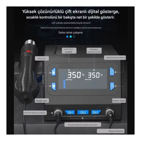 Sunline 866d+ Sıcak Hava Üflemeli Havya İstasyonu - Görsel 2