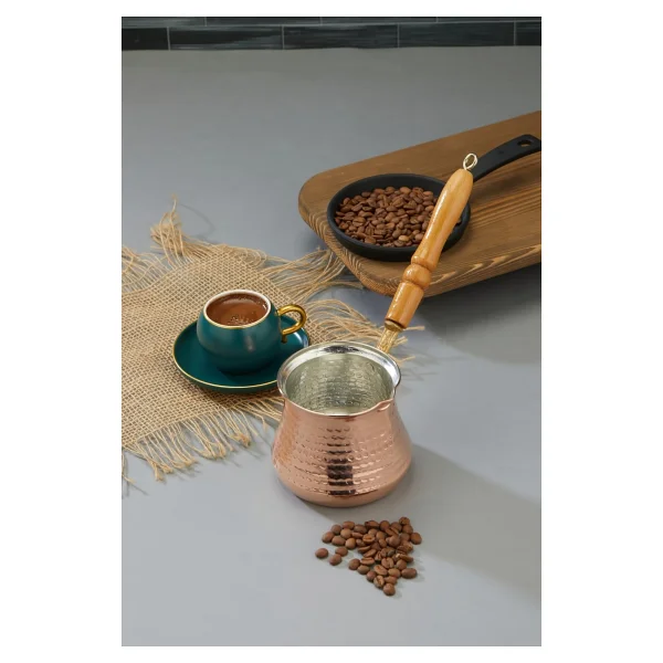 Cooker 550 Ml Dövme Bakır El Yapımı Cezve Kahve Cezvesi Bk016 - Görsel 6
