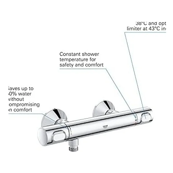 Grohe Precision Flow 34840000 Krom Termostatik Banyo Bataryası - Görsel 2