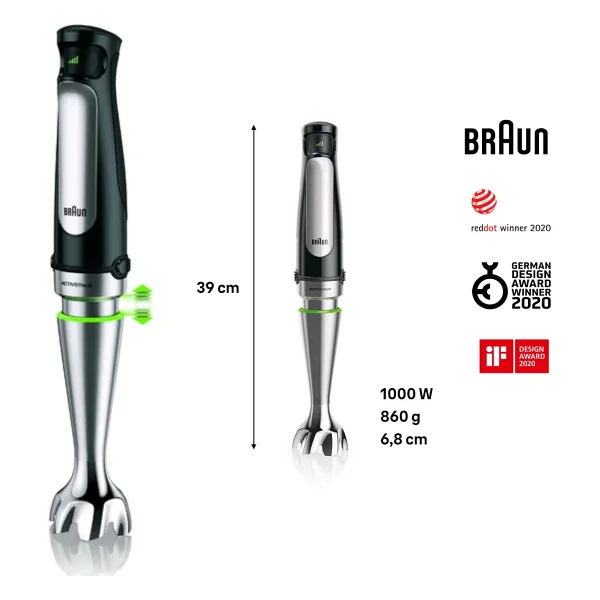 Braun Multi Quick 1000 W Çoklu Set Blender + Dijital Mutfaktartısı Hediye - Gri - Siyah - Görsel 4
