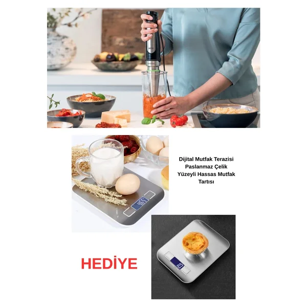 Braun Multi Quick 1000 W Çoklu Set Blender + Dijital Mutfaktartısı Hediye - Gri - Siyah - Görsel 7