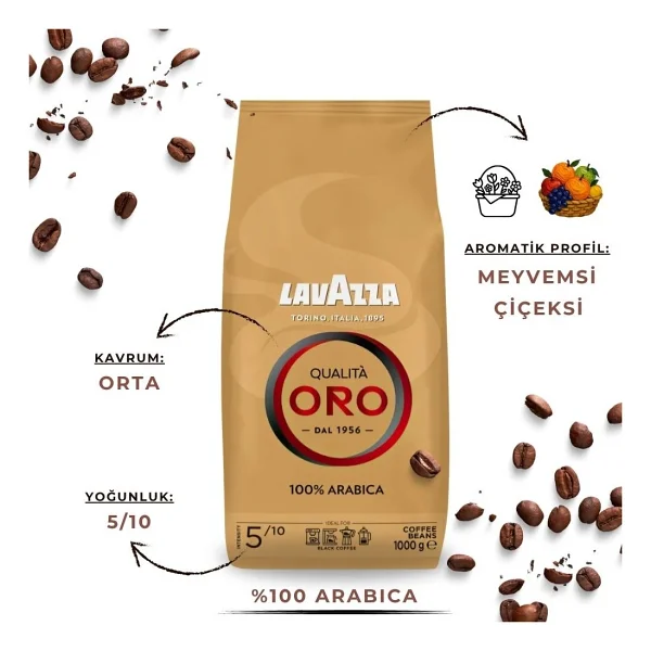 Lavazza Qualita Oro, Qualita Rossa Espresso Çekirdek Kahve 1 Kg 2'li Paket - 2 Kg - Görsel 2