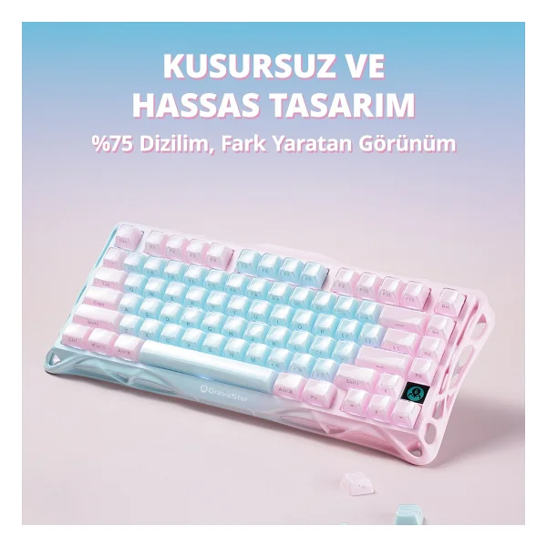 Gravastar Mercury K1 Lite RGB Us Layout Kablolu/Kablosuz Mekanik Oyuncu Klavyesi - Görsel 10