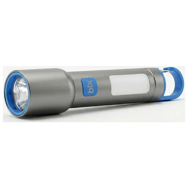 Bix Bx1010fl 3 Renk LED Beyaz Mavi Turuncu Zoom Özellikli Şarjlı El Feneri 500 Lümen 500 Menzilli Cob Yan Işıklı Type-C - Gri - 10 W - Görsel 2