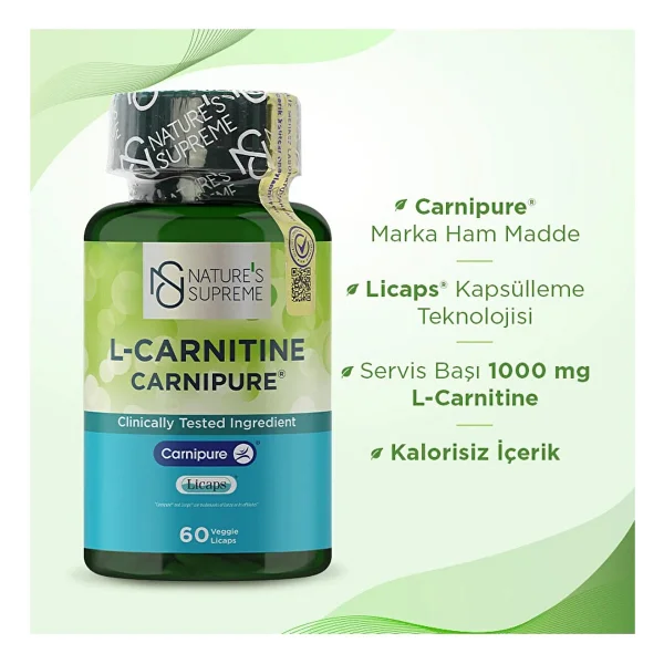 Nature's Supreme L-Carnitine Carnipure 60 Kapsül - Görsel 5