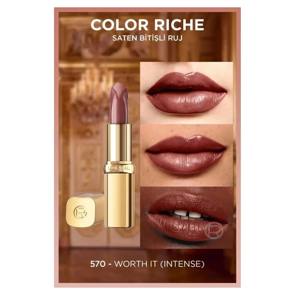 L'oreal Paris Color Riche Saten Bitişli 570 Worth It Intense Stick Ruj - Görsel 5