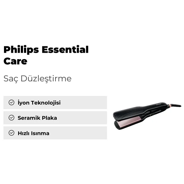 Philips Essential Care Hp8325/10 Seramik Plakalı Saç Düzleştirici 45 Mm Geniş Plaka İle Hızlı Isınma - Görsel 6
