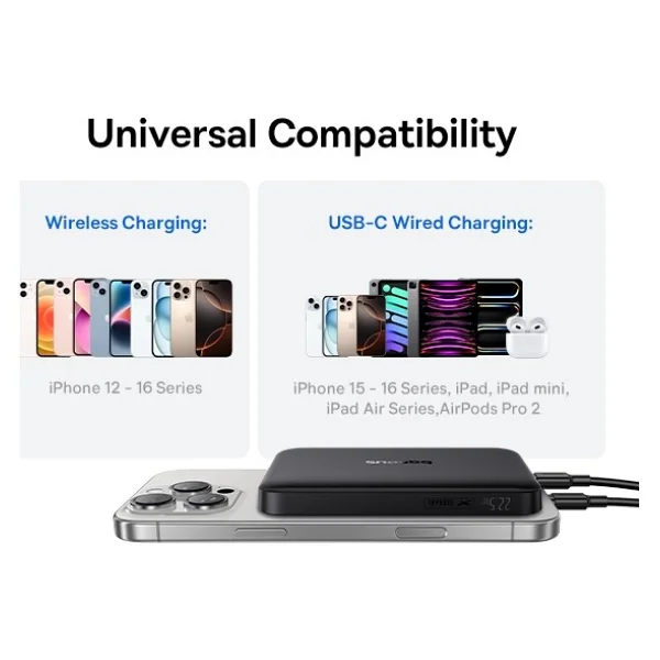 Baseus Enerfill Fm12 Siyah 10000 mAh Hızlı Şarj Magsafe Powerbank - Görsel 2