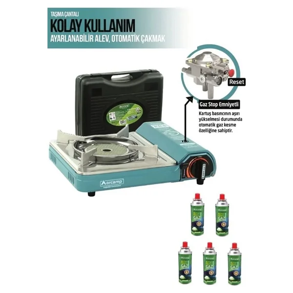 Orcamp Seramik Pro Ck-508 6 Kanatlı Rüzgarlık 227 Gr 5 Adet Kartuşlu Kamp Ocağı - Görsel 6