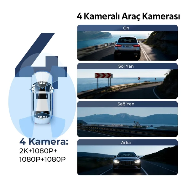 Azdome M350 4 Kameralı Araç Kamerası Seti - Görsel 8