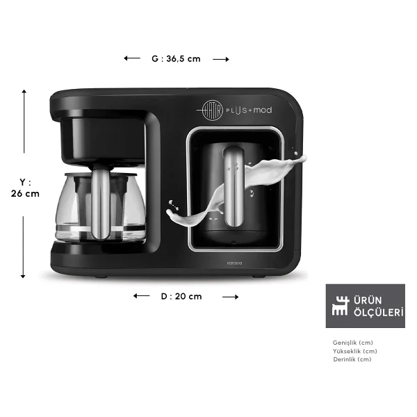 Karaca Hatır Plus Mod 5in1 Black Chrome Çay Ve Filtre Kahve Makinesi - Görsel 2