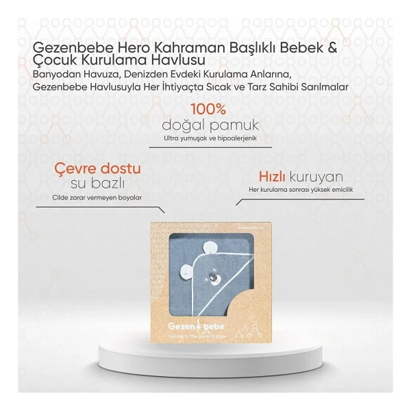 Gezenbebe Hero Kahraman Başlıklı Koala Bebek Banyo Havlusu - Görsel 2