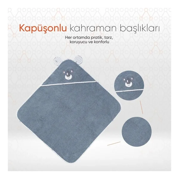 Gezenbebe Hero Kahraman Başlıklı Koala Bebek Banyo Havlusu - Görsel 3