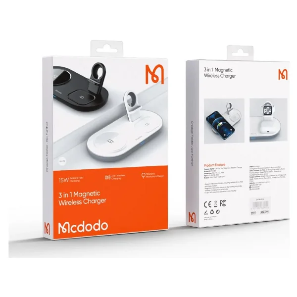 Mcdodo Ch-7061 Siyah 3in1 Kablosuz Hızlı Şarj Aleti - Görsel 6