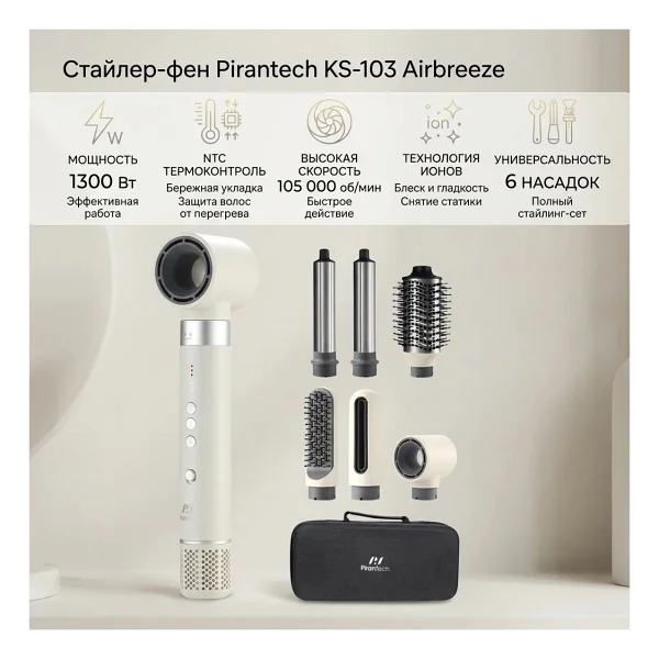 Pirantech Airbreeze Ks-103 6in1 Saç Şekillendirme Seti - Görsel 9