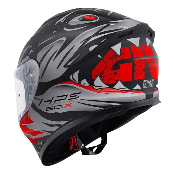 Givi 50.X Sharkbite Mat Siyah Gri Kırmızı Full Face Motor Kaskı - Görsel 4