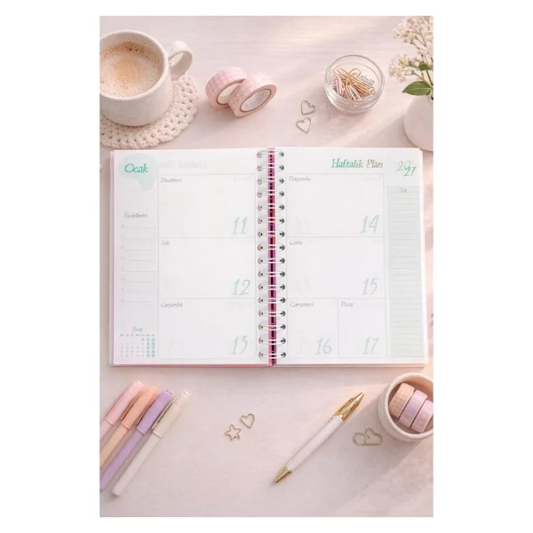 Lizy 2026-2027 Akademik Ajanda - A5 Spiralli Planner Tasarım-9 - Fuşya - Görsel 5